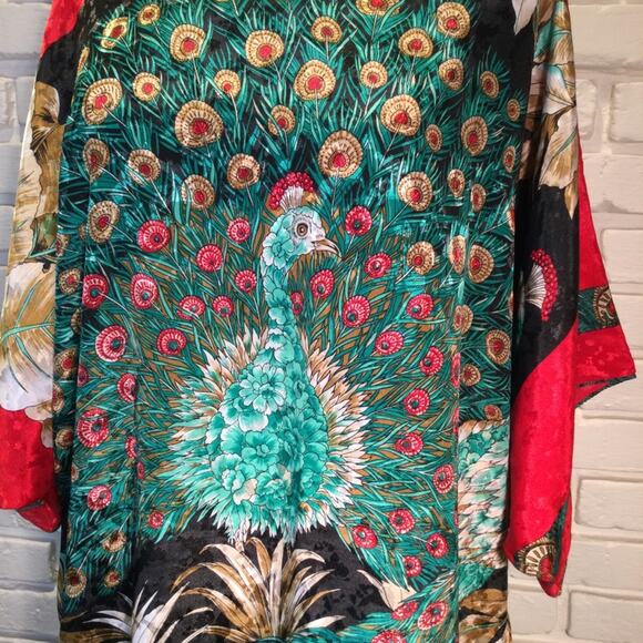 Vintage Mary McFadden Peacock Caftan Kaftan Dress Medium - Picture 2 of 8
